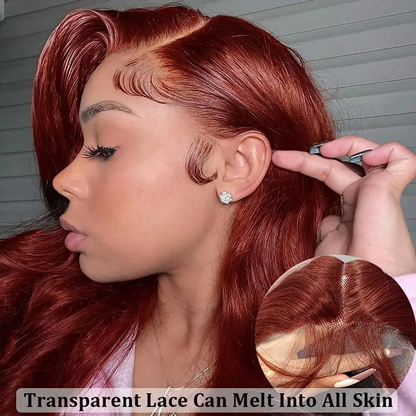 13x4 Reddish Brown Lace Front Human Hair Transparent Hd Glueless Straight Lace Frontal Wig