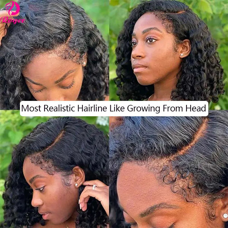 Kinky Curly Edged Short Bob Human Hair Wig