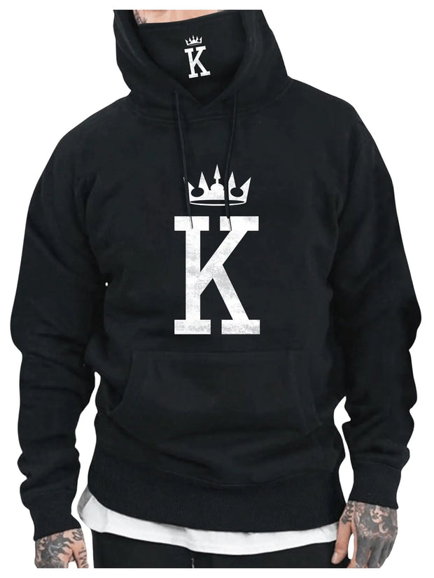 SOLY HUX Hoodies for Men Letter Graphic Drawstring Long Sleeve Pullover Sweatshirt with Mask Black Letter X-Large