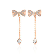 Sterling Silver Bowknot Tassel Simple Stud Earrings