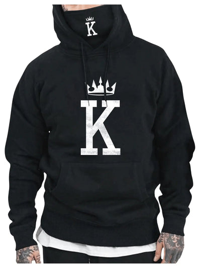 SOLY HUX Hoodies for Men Letter Graphic Drawstring Long Sleeve Pullover Sweatshirt with Mask Black Letter X-Large