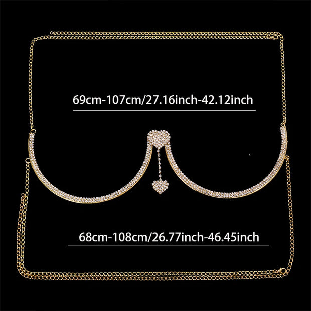 Chest Bracket Double Pendant Heart Bras Chain Necklace