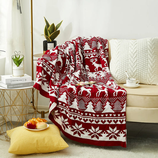 Red Throw Knitted Blanket