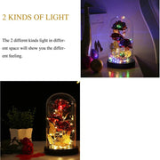 Galaxy Rose Eternal Gold Foil Artificial Flowers In Glass Dome with LED Light