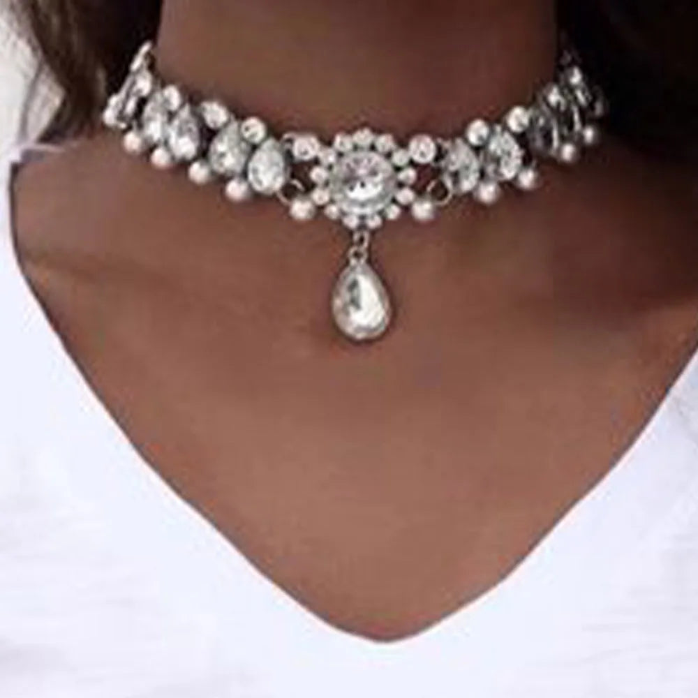 Water Drop Crystal Choker Necklace