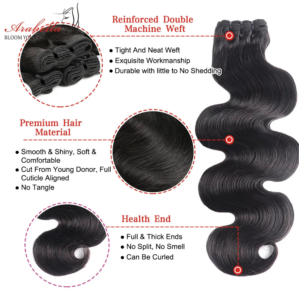 100% Human Hair 3 Bundles Virgin Hair Extension