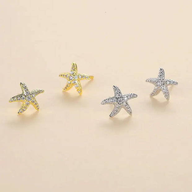 Advanced Design Full Diamond Starfish Stud Earrings