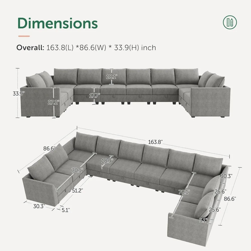 Oversized Sectional Sofa with Chaise