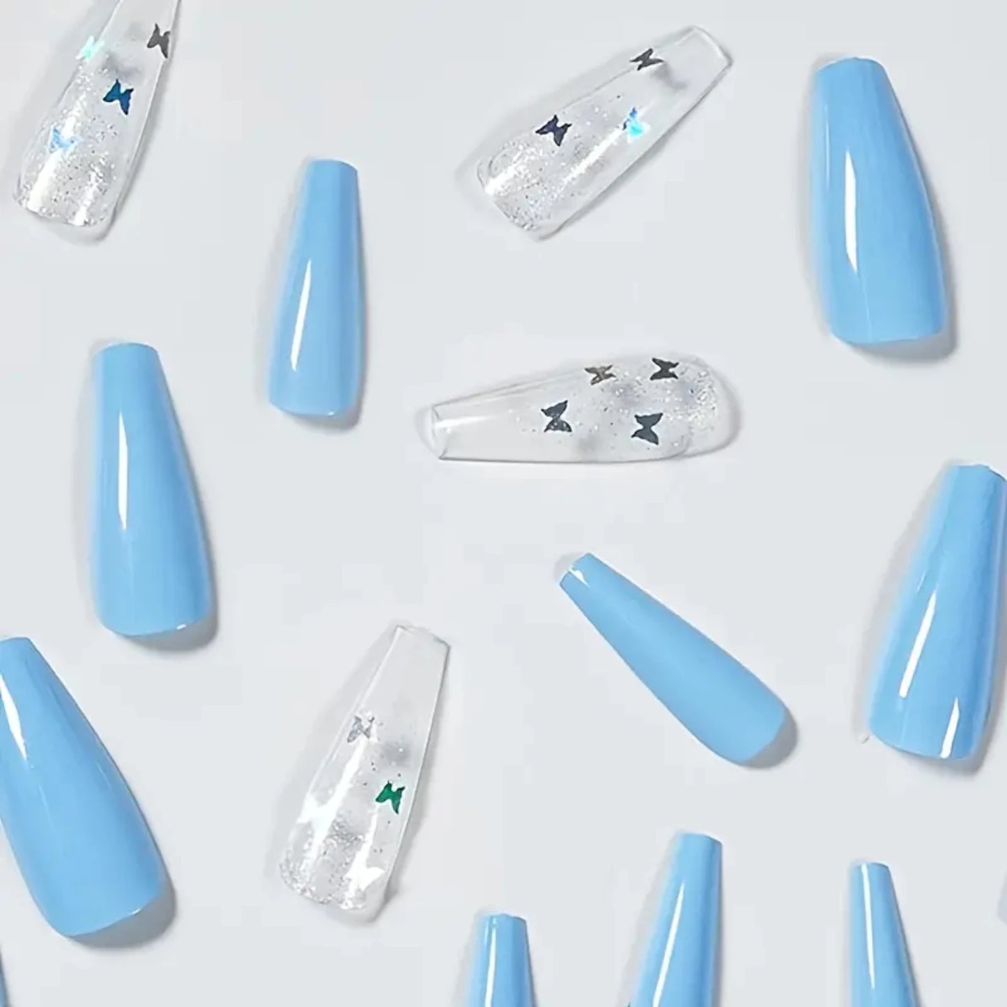 Sky Blue Nails with  Jelly Glue