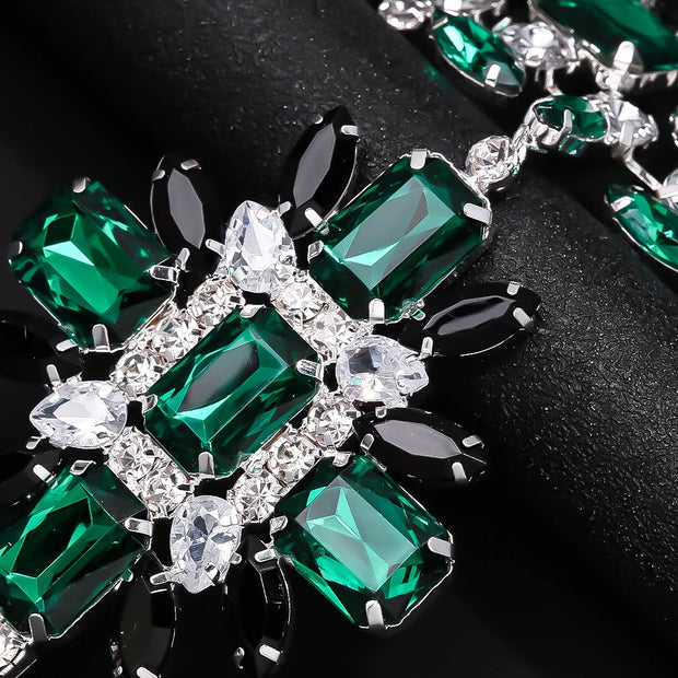 Green Rhinestone Jewelry Set