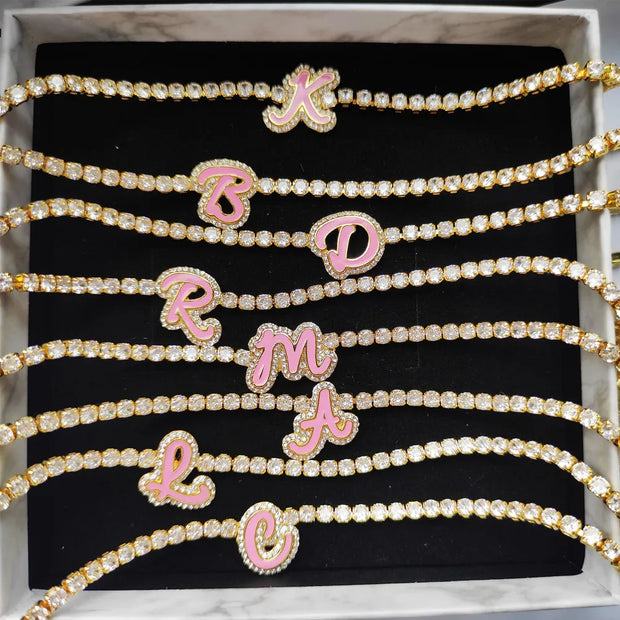 A-Z Letters Zirconia Chain Necklace