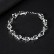 100% 925 Sterling Silver Green Amethyst Gemstone Bangle