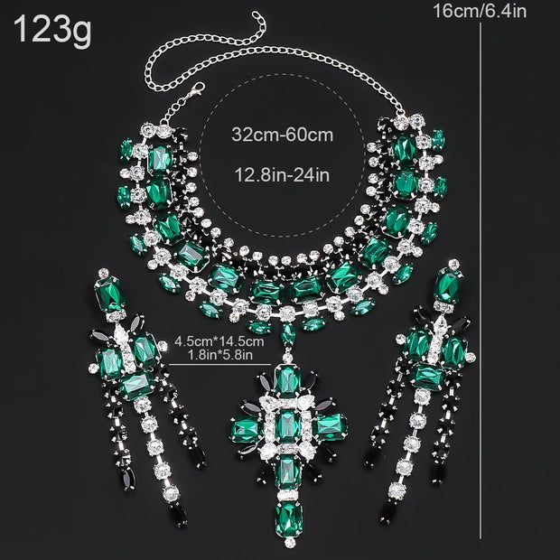 Green Rhinestone Jewelry Set