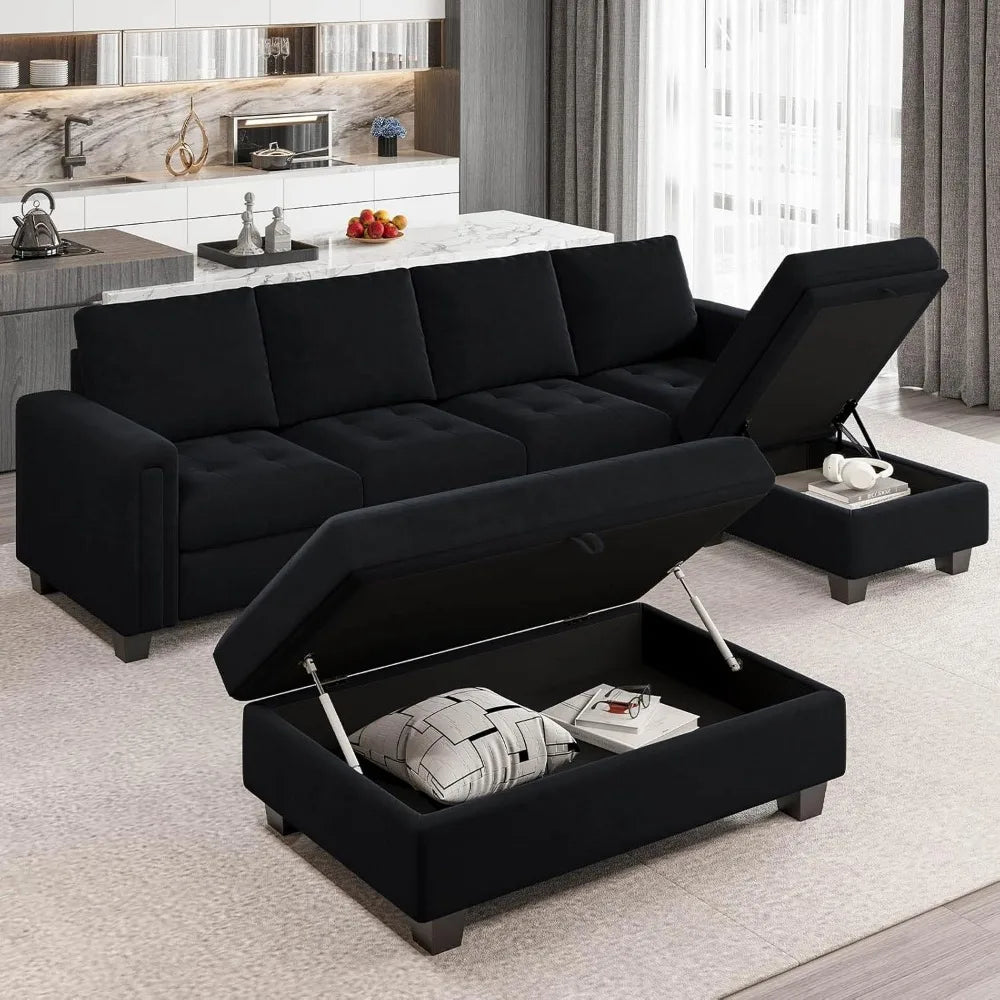 Convertible 4-seater Segmented Sofa With Reversible Lounge Chair