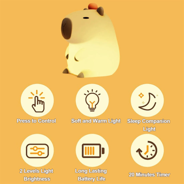 Portable Capybara Night Lights with Touch Control
