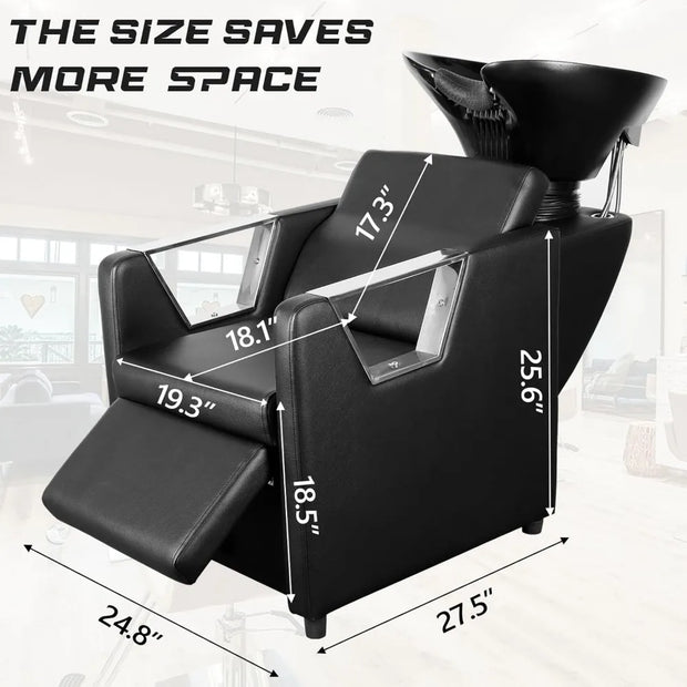 Backwash Chair Adjustable ABS Plastic Shampoo Bowl Sink with Leg support