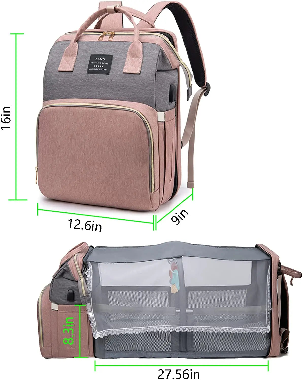 Diaper Backpack With changing pad