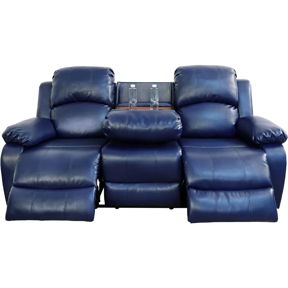 Leather Recliner Sofa Couch with 2 Cup Holder