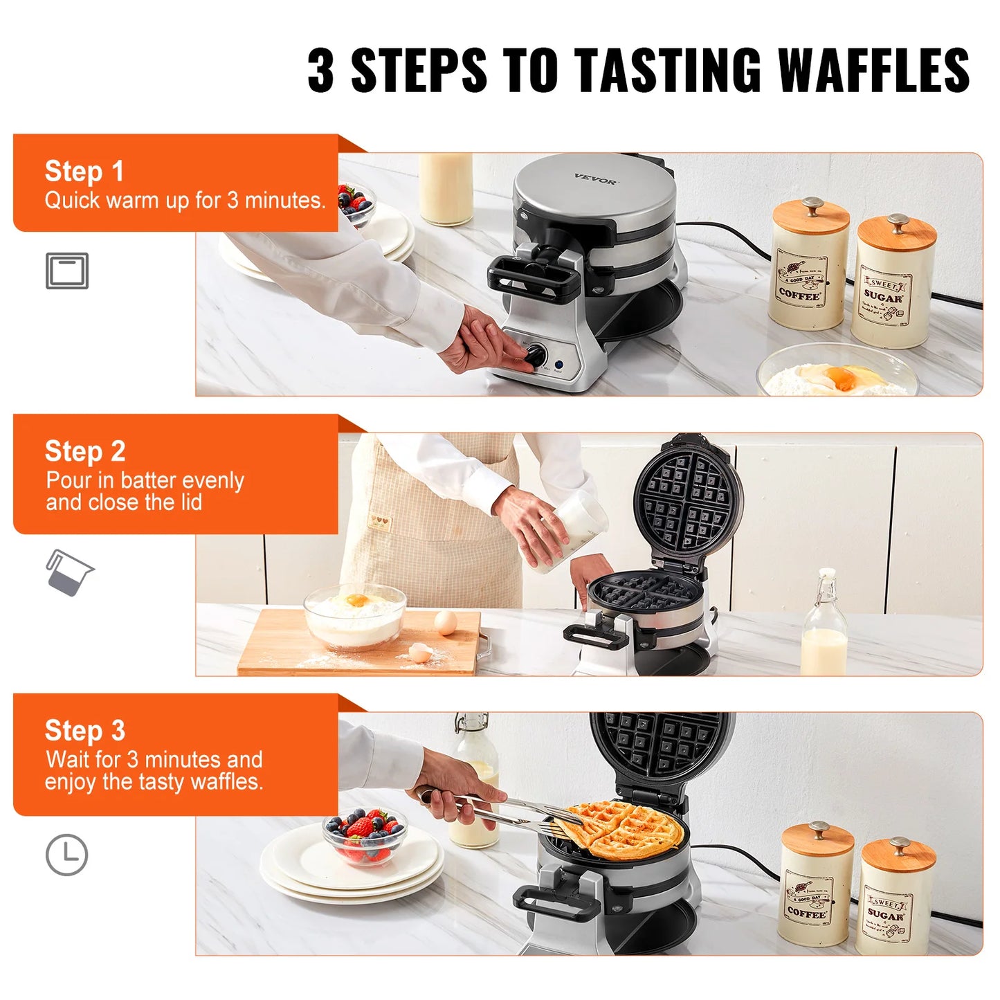 Non-Stick 2-Layer Waffle Maker Iron