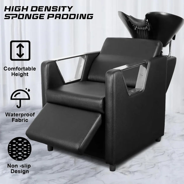 Backwash Chair Adjustable ABS Plastic Shampoo Bowl Sink with Leg support