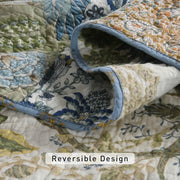 King Quilt Set - Reversible Green, 110 x 118 Inch Quilt  2 Pillowcases