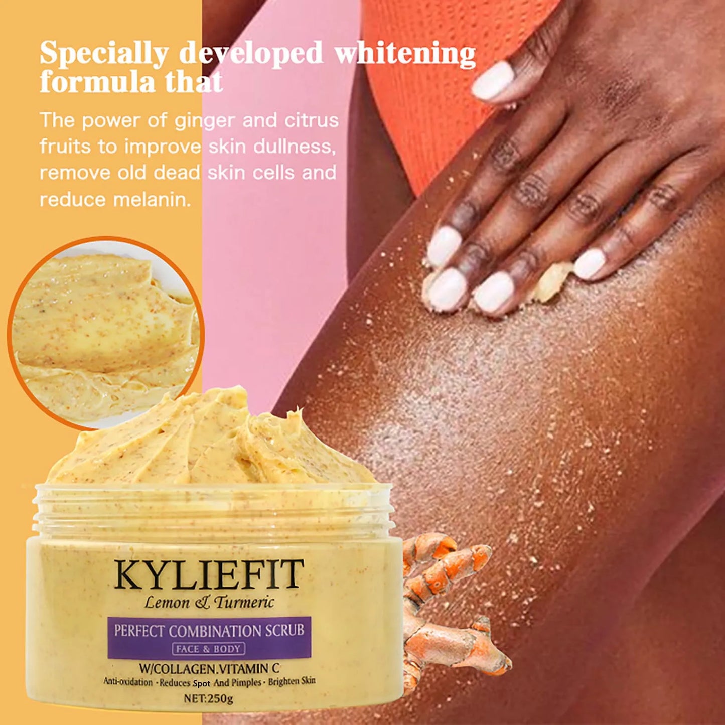 Face & Body Scrub, Clean, Smooth, Soft Skin, Improve Dark Spots With Turmeric