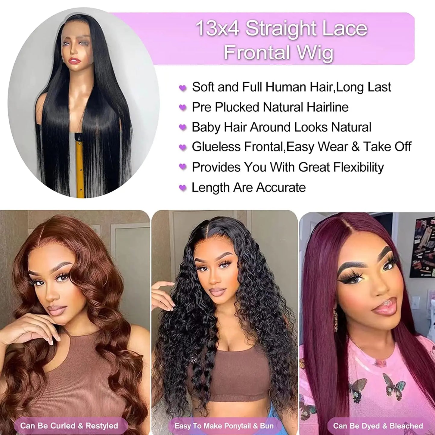 Brazilian Bone Straight Transparent Lace Front Human Hair Wig