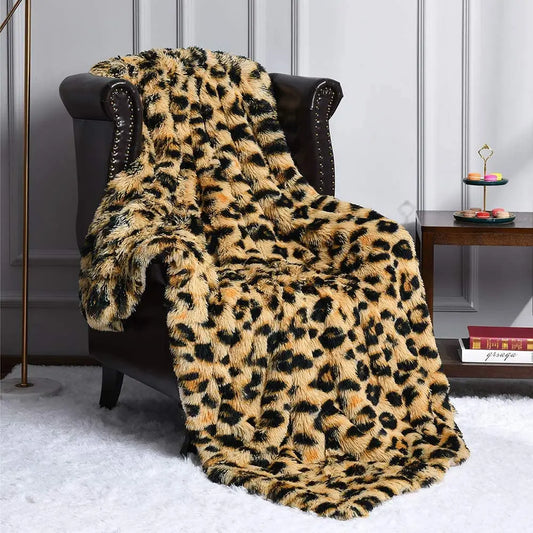 Luxury leopard Stitch Throw Blanket