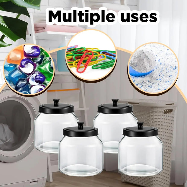 67 oz Glass Canister Set with Black Lids