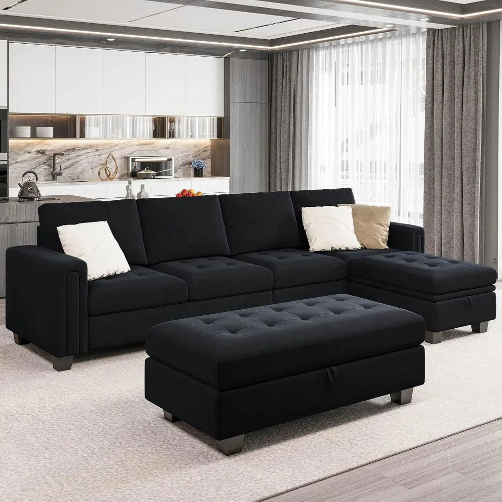 Convertible 4-seater Segmented Sofa With Reversible Lounge Chair