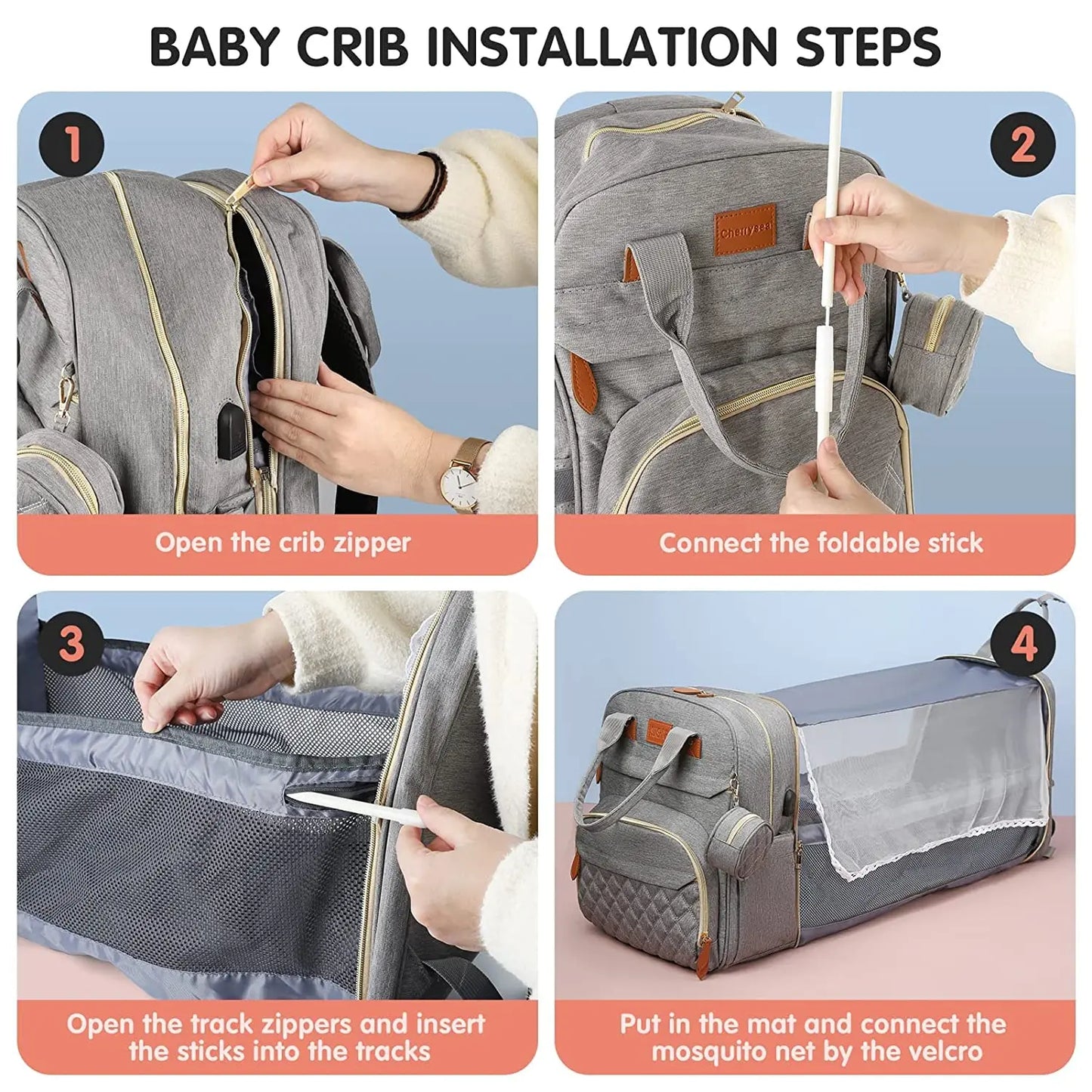 3 In 1 Diaper Bag Backpack