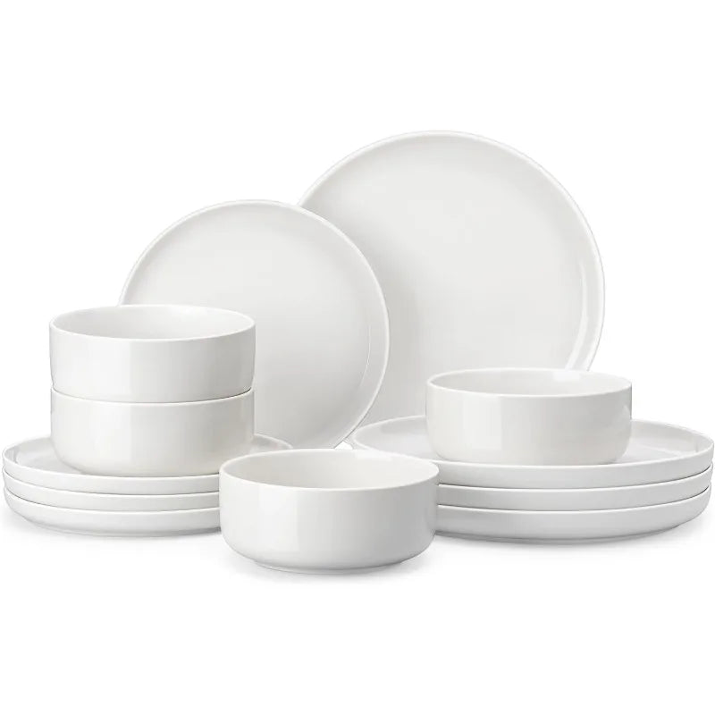 12 Pieces Porcelain Dinnerware Sets Dishware Sets Chip Resistant Ceramic Dish Set for 4,