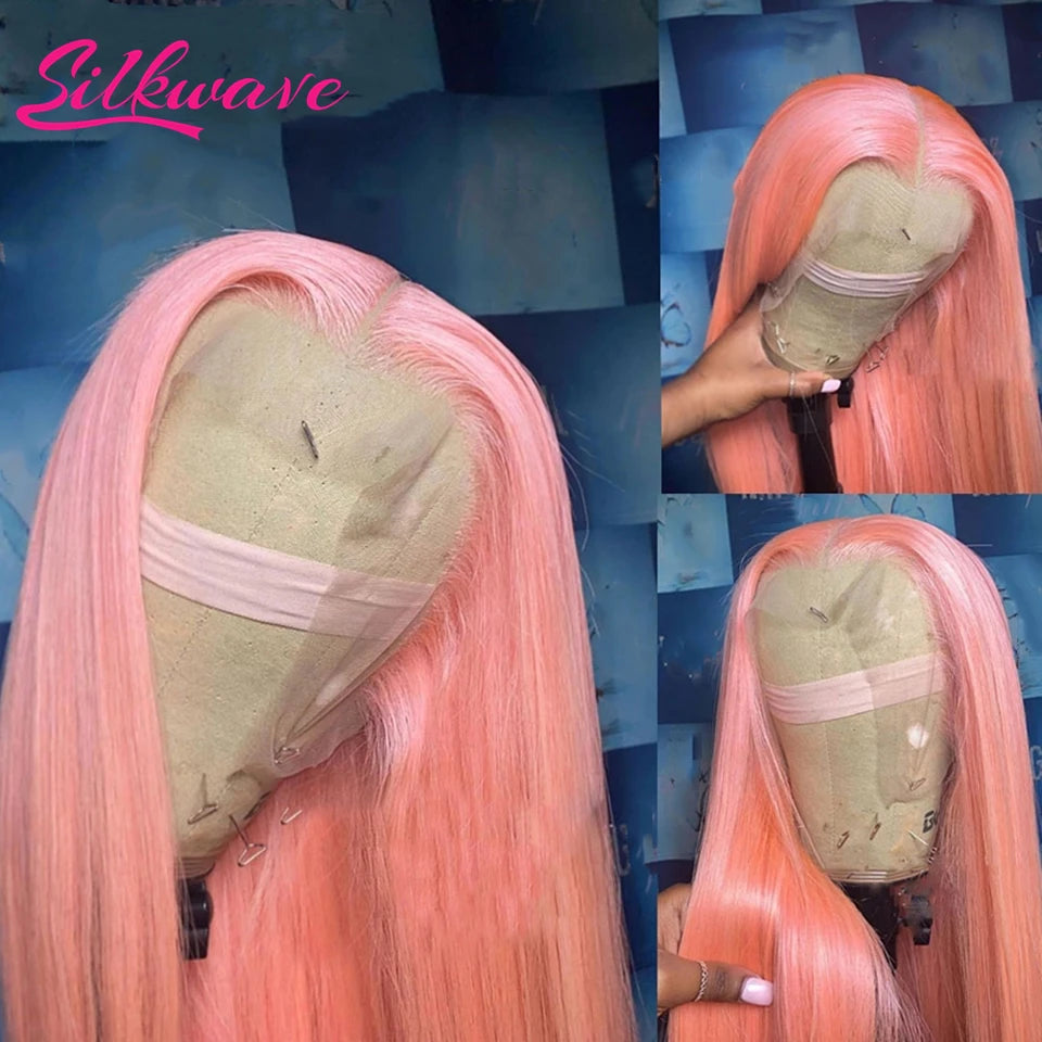 13x6 Hd Transparent Pink Lace Front Wig Human Hair Preplucked Brazilian Wigs