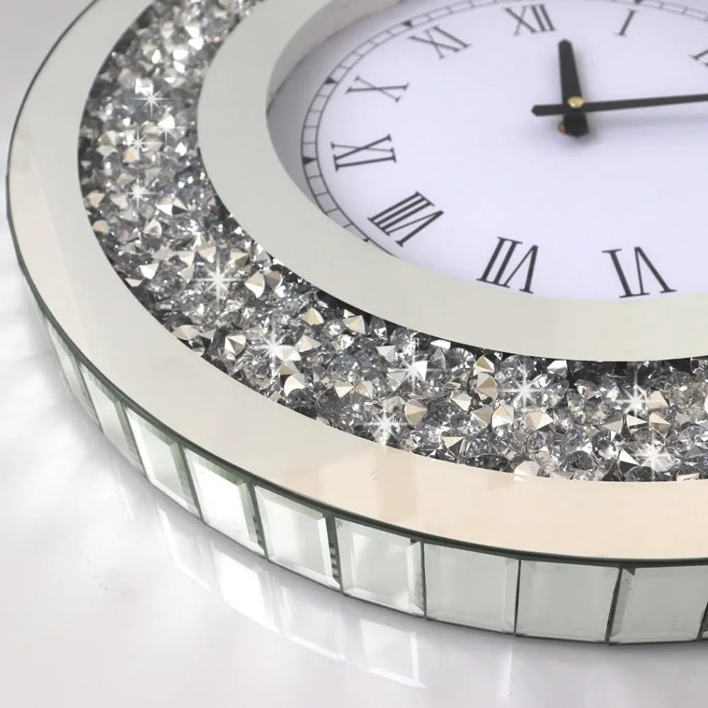 Crystal Sparkling Diamond Mirror Wall Clock