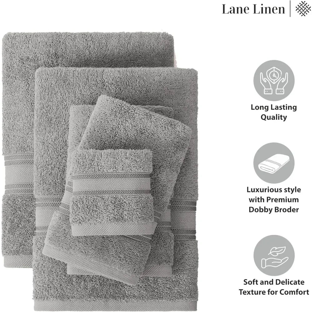 Luxury 12 Piece Bath Towel Set - 100% Cotton, Zero Twist, Quick Dry, Absorbent, Soft - 4 Bath, 4 Hand, 4 Wash