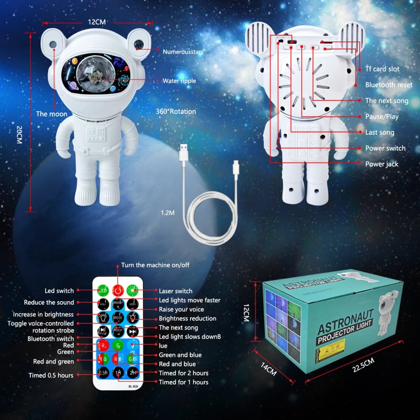 Astronaut Bluetooth Music Projection Lamp