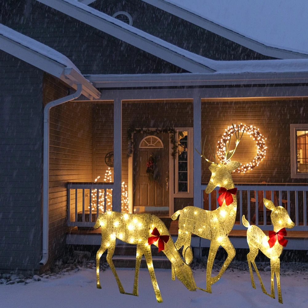 3pcs Lighted Deer