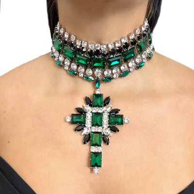 Green Rhinestone Jewelry Set