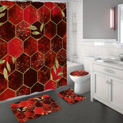 4pcs Marble Shower Curtain Set