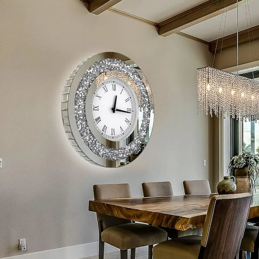 Crystal Sparkling Diamond Mirror Wall Clock