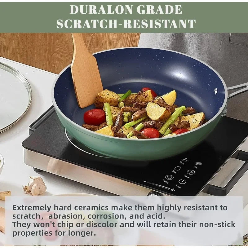 Ceramic Nonstick Cookware Set, Diamond Infused Scratch-Resistant, Dishwasher & Oven Safe