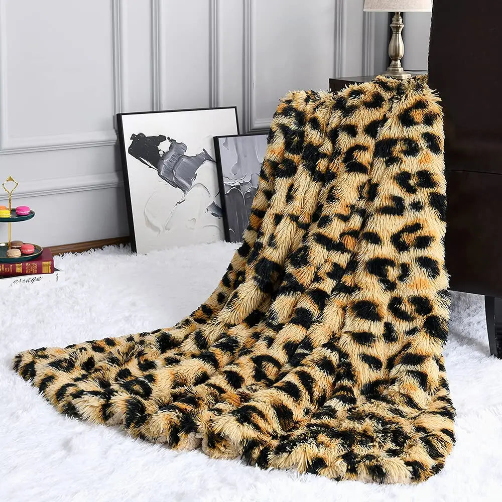 Luxury leopard Stitch Throw Blanket