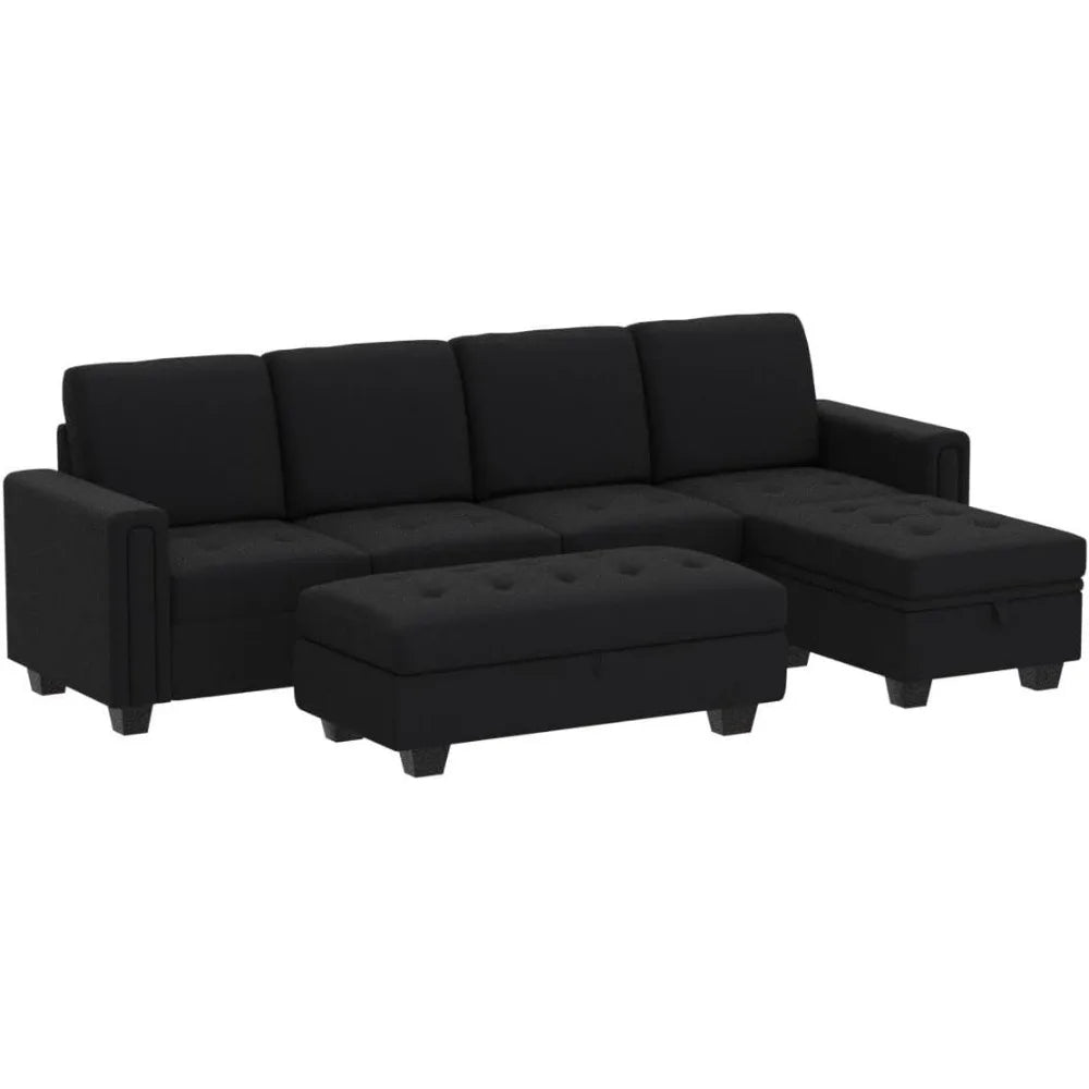 Convertible 4-seater Segmented Sofa With Reversible Lounge Chair