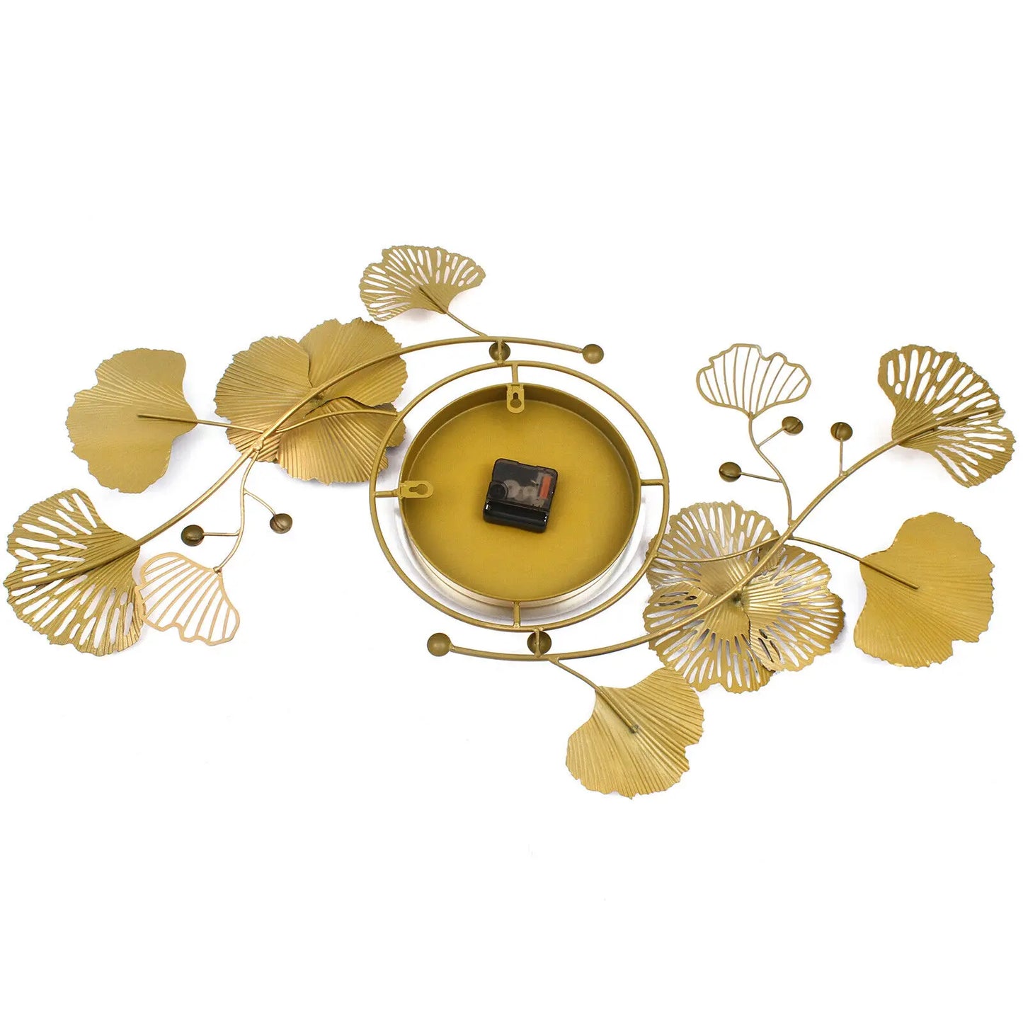 90*45cm Wall Clock Luxury Iron Ginkgo Leaf