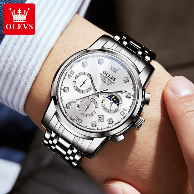 Man Quartz Wristwatches Waterproof Stainless Steel