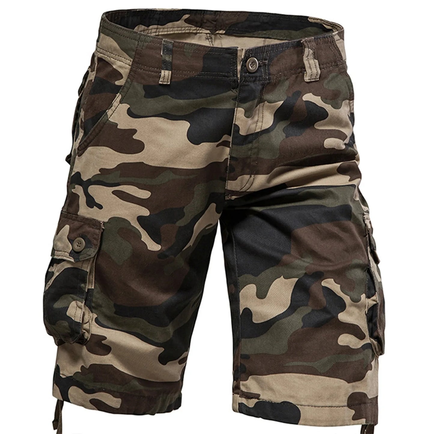 2024 Summer Korean Style Camouflage Cargo Shorts Men Loose Washing Multi-pocket Cargo Shorts For Men Loose Pants