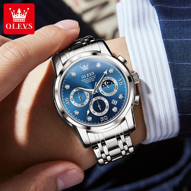Man Quartz Wristwatches Waterproof Stainless Steel