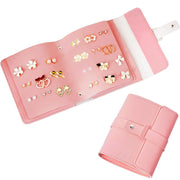QBestry Stud Earring Storage Book Travel Stud Earring Organizers and Storage 63 Pairs Hanging Earring Holder Organizer Travel Earring Book Organizer for Girls Earring Travel Organizer for Women Pink