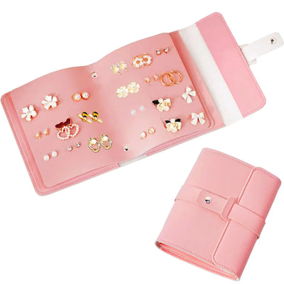 QBestry Stud Earring Storage Book Travel Stud Earring Organizers and Storage 63 Pairs Hanging Earring Holder Organizer Travel Earring Book Organizer for Girls Earring Travel Organizer for Women Pink