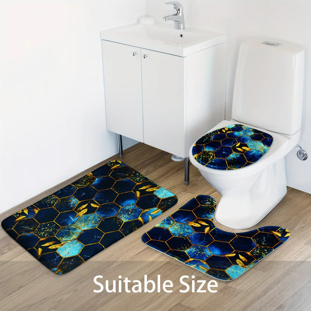 4pcs Marble Shower Curtain Set